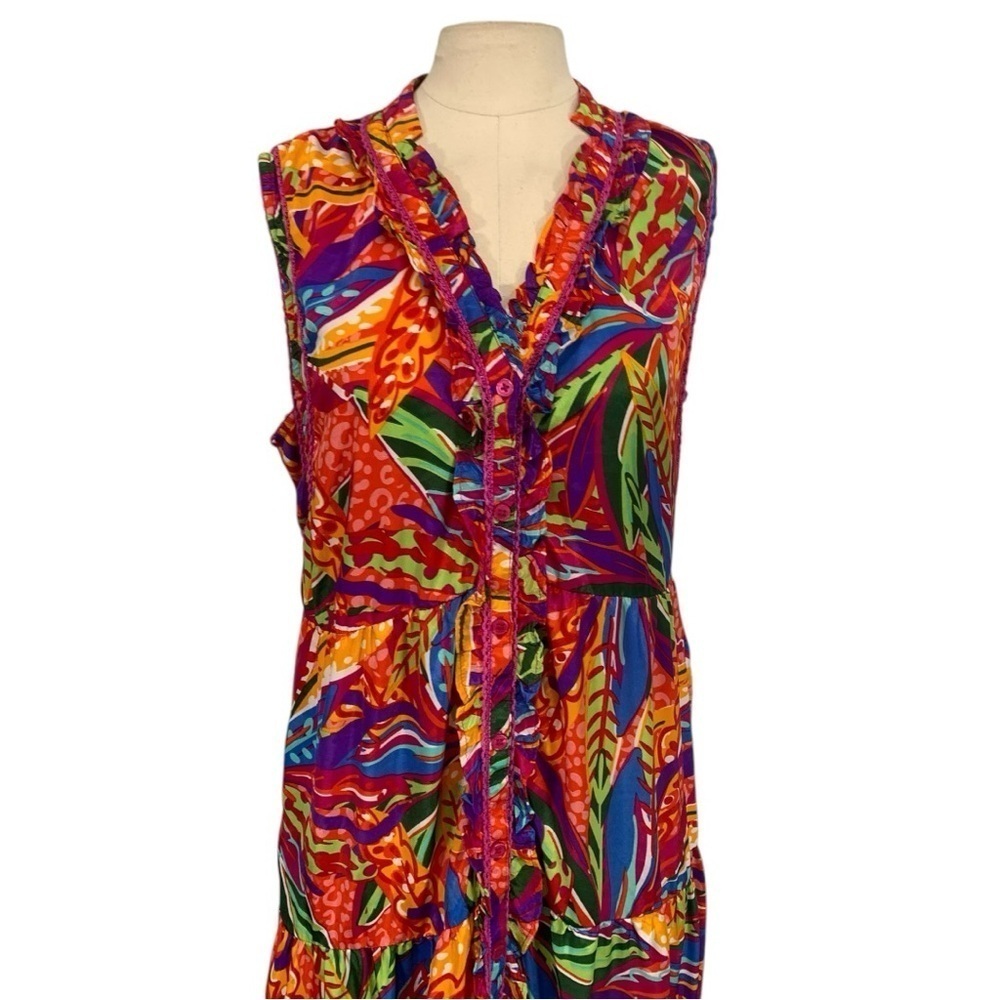 True Destinations Tropical Floral Print Maxi Dress Size Large - Picture 6 of 10